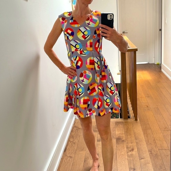 Connie & Na Multicolour Mini Dress Dot Shortsleeve Skater Pleated Small Medium - Picture 7 of 12